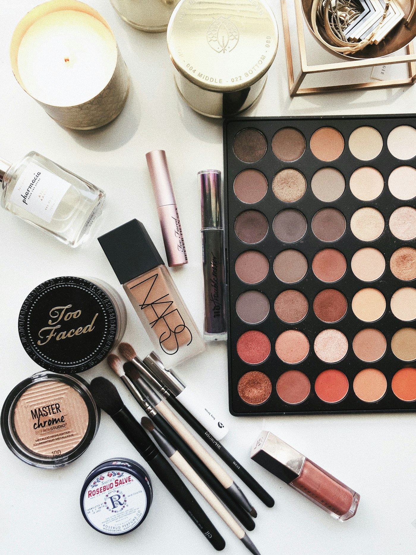 Close-up photography of assorted cosmetics