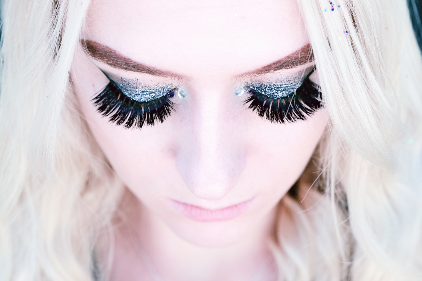 Woman showing black eyelashes