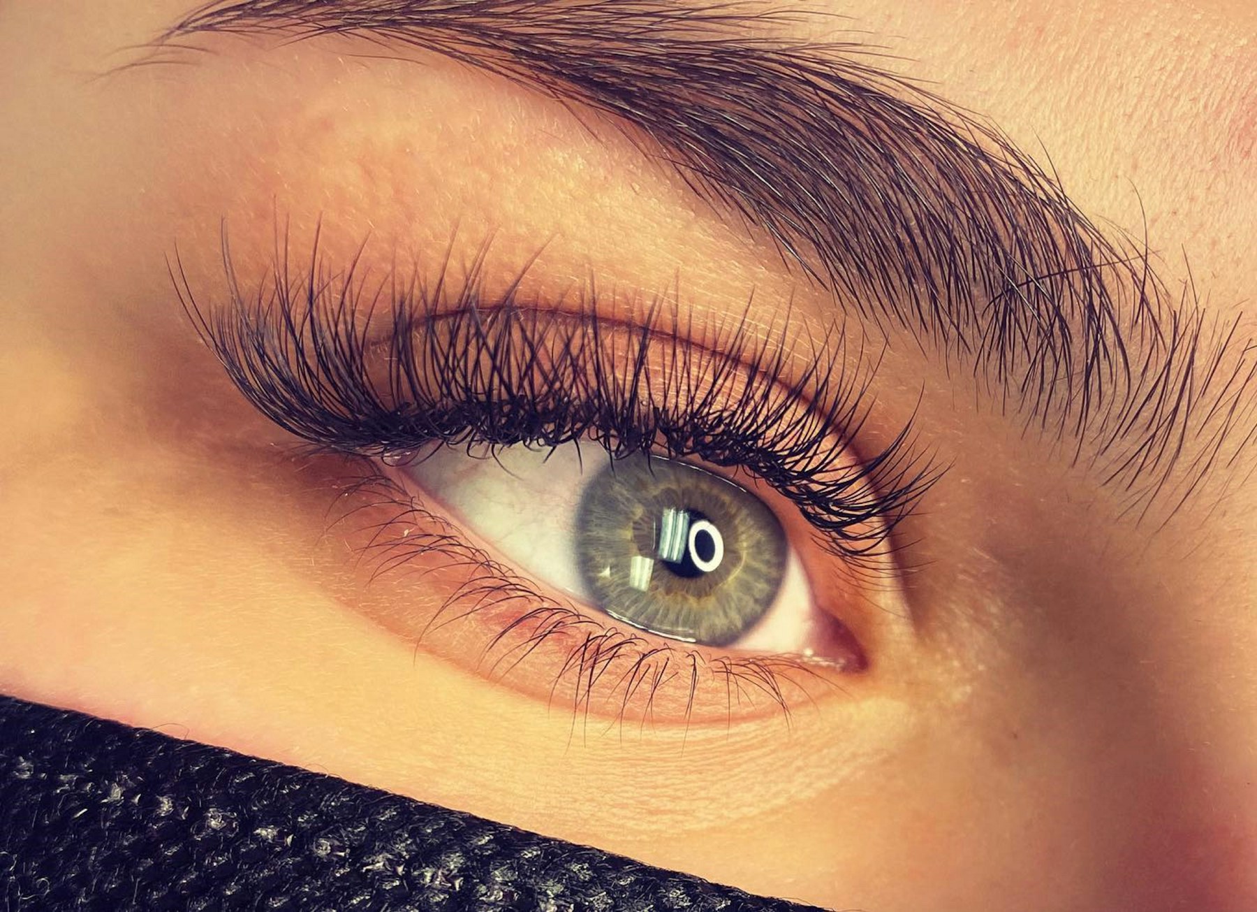 Close up of an eye with long lashes
